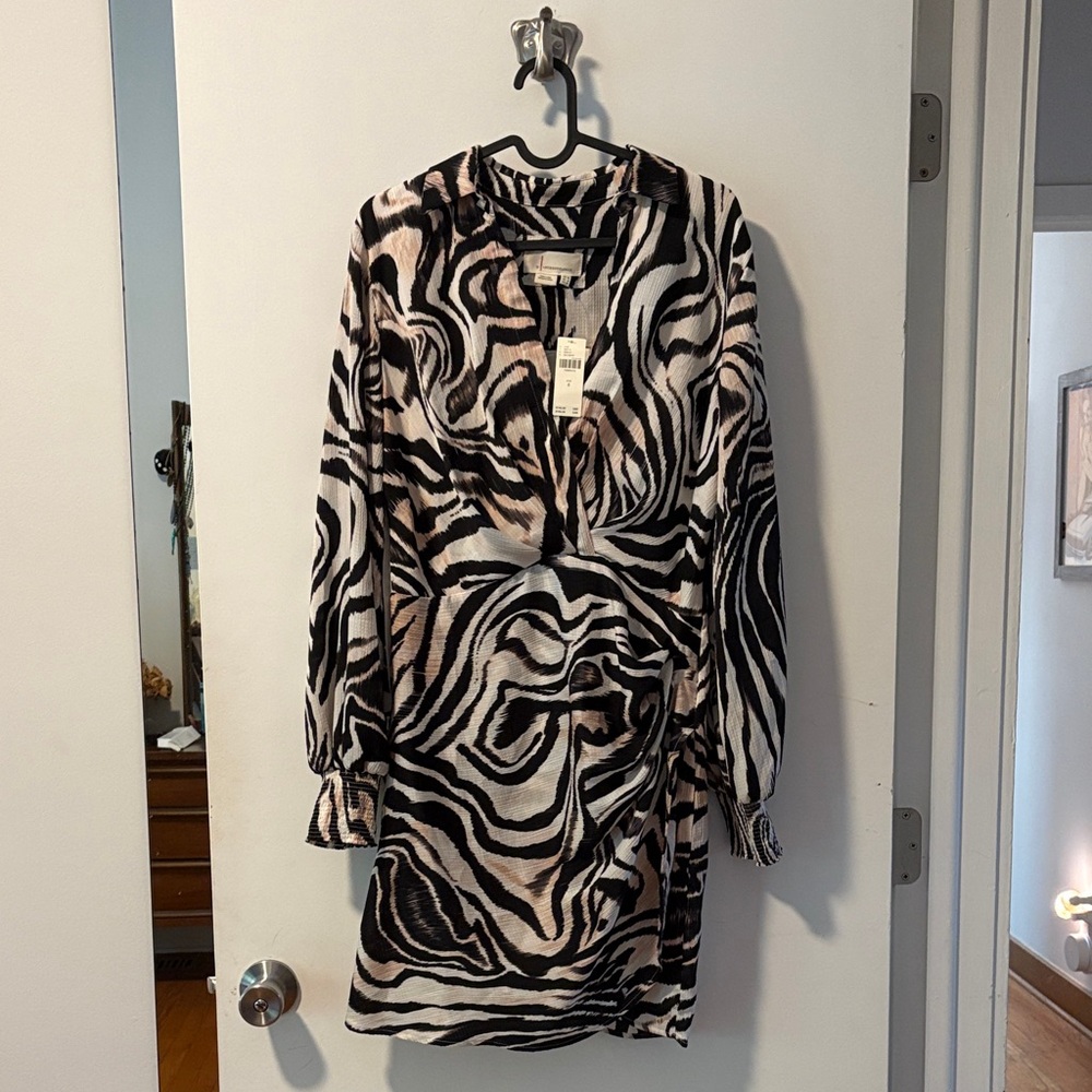 Anthropologie Zebra Print Long Sleeve Dress